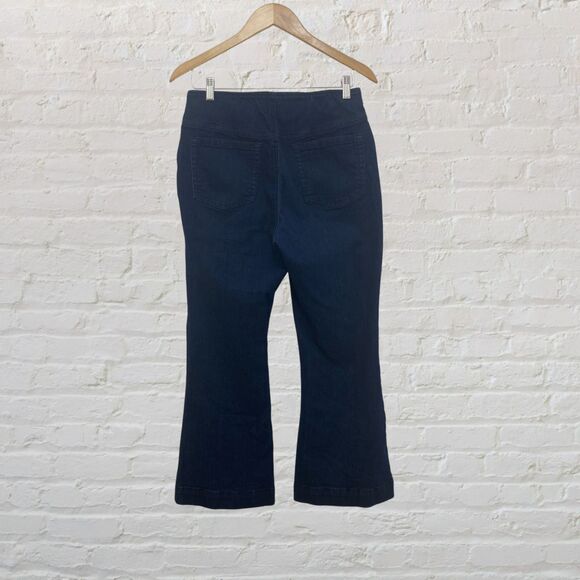 INC Crop Jeans 12 Pull On Wide Leg Stretch Denim Blue Cotton Comfy 💙 - Picture 3 of 13